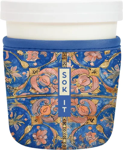 Vista 99 de Sok It IceCreamSok Cubierta de Neopreno Aislante (Floral Abstracto, Pintas de Helado Rectas)