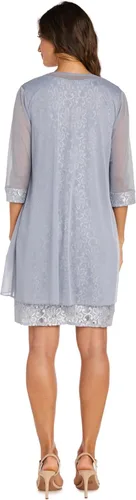 Vista 2 de R&M Richards Vestido corto de encaje para madre de la novia con chaqueta para mujer