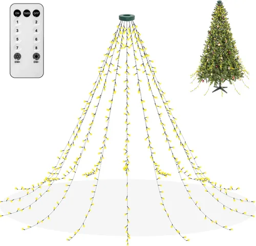 Vista 9 de aneeway 400 luces LED para árbol de Navidad, luces de Navidad con 8 modos de luz y función de memoria, 16 cadenas de luces de 6.6 pies con función