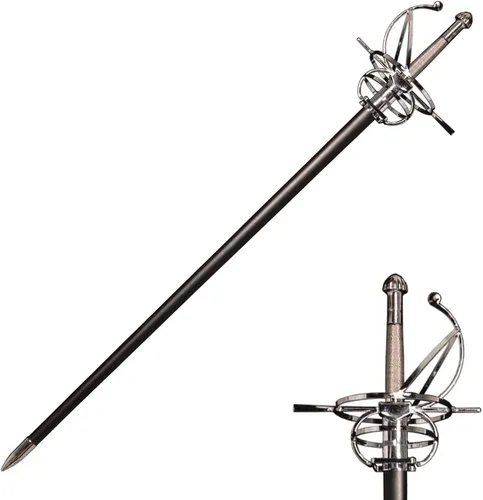 Vista 8 de 45.7" Renaissance Spanish Italian Style Rapier Fencing Sword with Spiral Swept-Hilt for Cosplay, Collection, Display
