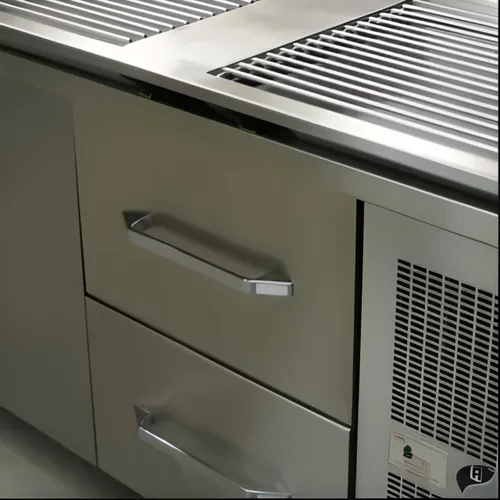 Vista 2 de Mango esculpido de fundición a presión de 12-13/16" OA cromado para refrigeradores comerciales, refrigeradores y congeladores