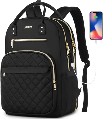 Vista 8 de YAMTION Mochila para mujeres y adolescentes, mochila escolar TSA para laptop con USB para estudiantes universitarios, negocios, oficina, trabajo