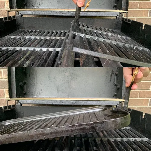 Vista 7 de AJinTeby Elevador de parrilla de hierro fundido universal para la mayoría de las parrillas de carbón, gas, compatible con parrillas BGE, se adapta a