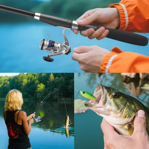 Vista 6 de Telescopic Fishing Rod and Reel Combo Set, 2PCS Collapsible Fishing Poles, Fishing Kit with Spinning Reel Fishing Pliers and Lip Gripper, Travel