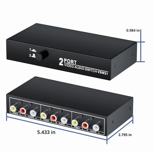 Vista 7 de BolAAzuL Interruptor RCA 2 en 1 salida de vídeo compuesto L/R Selector