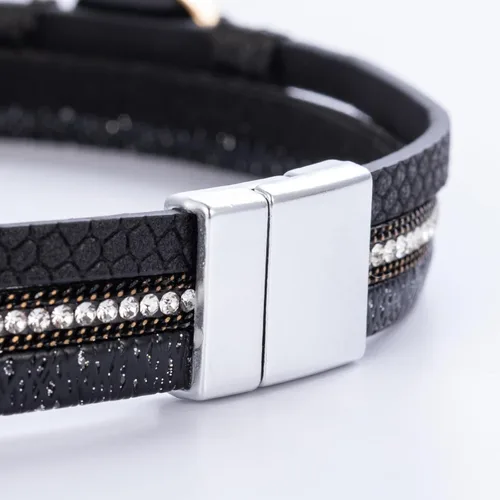 Vista 84 de FANCY SHINY - Pulsera de cuero estilo bohemio, pulsera de cuentas de cristal con cierre magnético, regalos de joyería para mujer