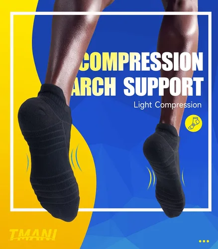Vista 3 de Tmani 6 pares de calcetines acolchados para hombre, calcetines de algodón duraderos gruesos y de corte bajo para deportes, correr, baloncesto, fútbol