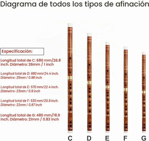 Vista 4 de Flauta dizi de bambú. Instrumento tradicional chino hecho a mano, Clave de Re
