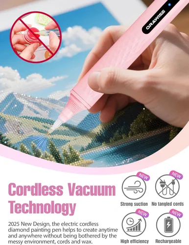 Vista 2 de Bolígrafo Eléctrico para Pintura de Diamantes, Lápiz de Arte de Diamantes sin Necesidad de Cera Inalámbrico y Silencioso Batería Recargable