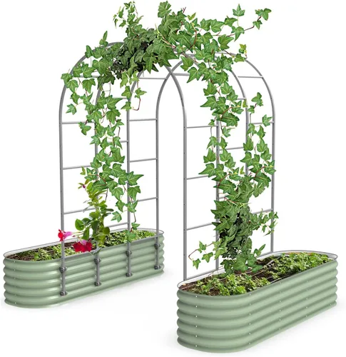 Vista 15 de Vego Garden Sistema modular de enrejado arqueado de 1.5 pies de largo para todas las camas de jardín clásicas para plantas trepadoras como frijoles