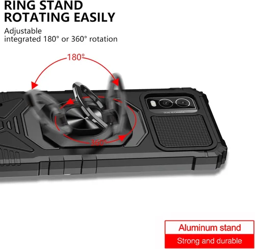 Vista 4 de Ailiber Funda para Nokia C210, Nokia C210 con protector de pantalla de vidrio templado, soporte de anillo para montaje magnético de coche