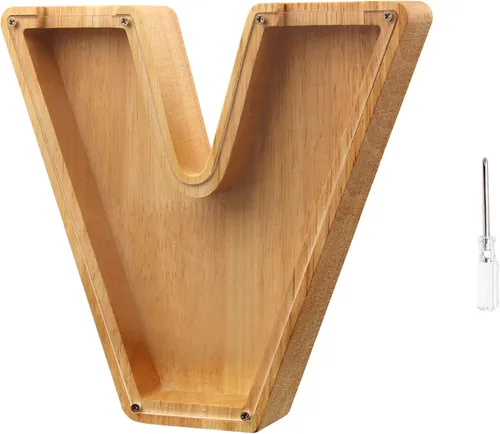 Vista 18 de TAONE Alcancía personalizada para niños, con grabado láser y letras de madera personalizadas
