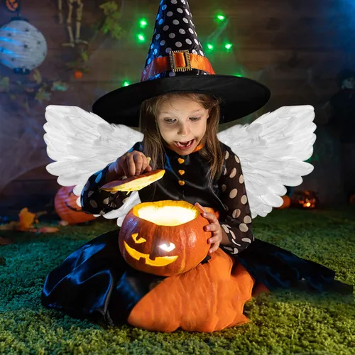 Vista 2 de DVGUN Angel Wings and Halo White Angel Wings for Kids for Children Feather Angel Wing for Women