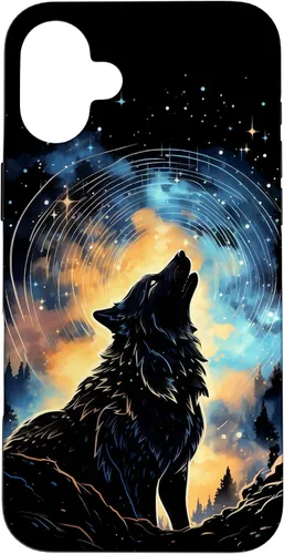 Vista 23 de Howling Wolf Space Galaxy Stars Wolves Animal Case for iPhone 17