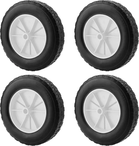 Vista 6 de PINGEUI Paquete de 4 ruedas para cortacésped de 8 x 1.75 pulgadas, ruedas de goma sólida, ejes de 1/2 pulgada, rueda de plástico con banda