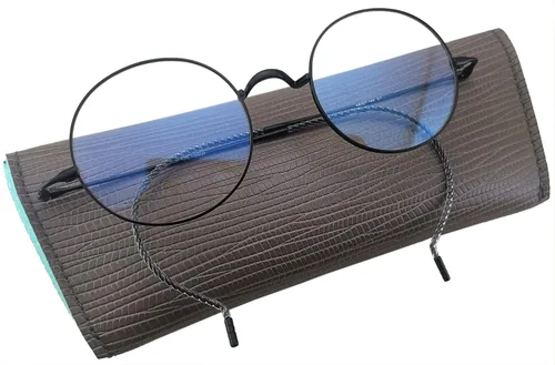 Vista 3 de Gafas de titanio puro Vintage redondo Cable templo ligero