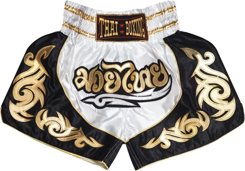 Vista 2 de SIAMKICK Pantalones cortos de Muay Thai para niños (4 años a 10 años), boxeo, kickboxing, artes marciales mixtas para niños y niñas