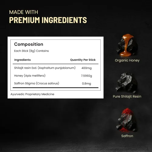 Vista 8 de ANECDOTE Palillos de Miel de Shilajit del Himalaya con Miel Orgánica y Azafrán Aumenta la Estamina Apoya la Inmunidad 75% Ácido Fúlvico, 85+