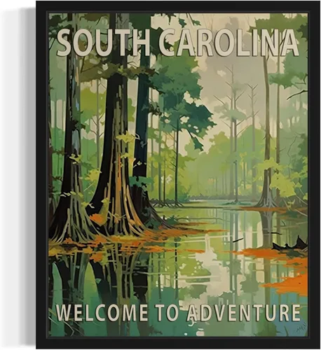 Vista 18 de Póster artístico de paisaje del estado de Alabama, decoración artística de paisaje retro de estados, pintura de montaña y paisaje de aventura