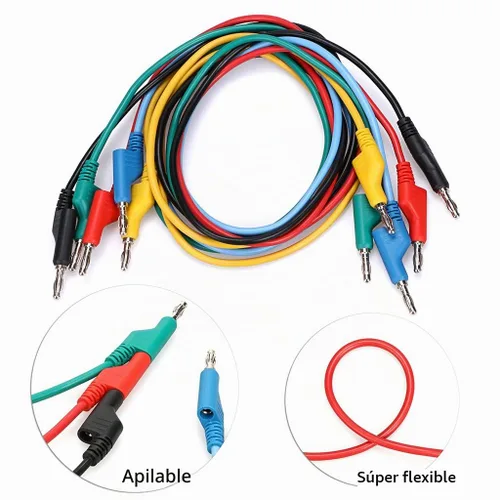 Vista 3 de Sumnacon Juego de 5 cables de prueba de enchufe de plátano a plátano, cable de prueba apilable de 0.157 in para multímetro, cable de prueba