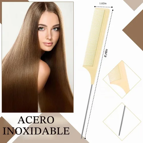 Vista 4 de Geiserailie Juego de 3 cepillos para cabello peinado hacia atrás, cepillo de cerdas, control de bordes, peine para desenredar para cabello negro