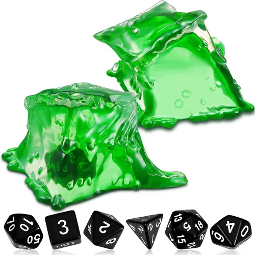 Vista 8 de Deekin Cubo gelatinoso de la cárcel de dados de resina de la prisión, 6 jaulas de juego de rol con contenedor, juego poliédrico negro, accesorio