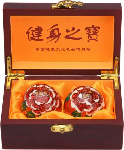 Vista 10 de 1.97 '' Bolas de Baoding Chino Ejercicio de Mano Bolas de Masaje con Caja Rosa Roja Patrón Bolas Azules con Campanillas Padres Regalo TQZDBS78