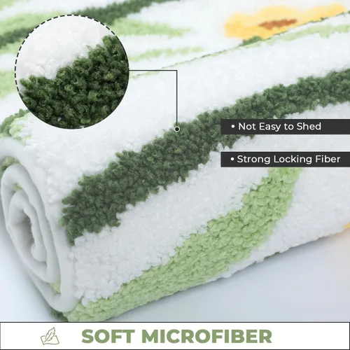 Vista 4 de Tapete de baño floral súper absorbente, antideslizante, lavable a máquina, bonito tapete de baño esponjoso para fregadero, dormitorio y sala