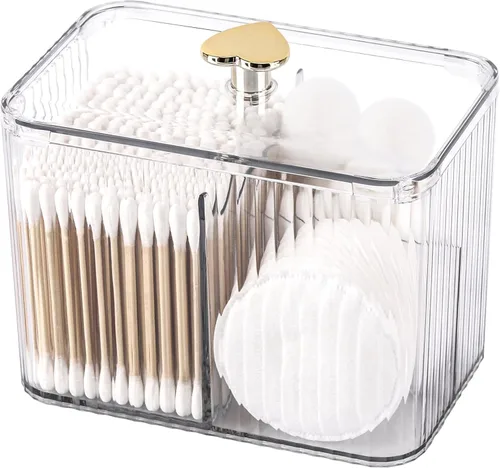 Vista 9 de Tbestmax Dispensador Portahisopo de 2 Secciones, Organizador Transparente de Baño de 2 Rejillas, Contenedor de Almacenamiento de Cosméticos
