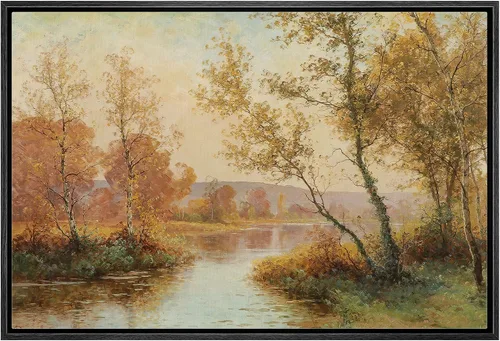 Vista 20 de SIGNLEADER Lienzo enmarcado para pared, paisaje pastel abstracto negro, naturaleza, ilustraciones de área silvestre, arte moderno, decorativo