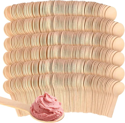 Vista 9 de Cucharas desechables mini de madera saboreadoras Cucharas de helado Cucharas de muestreo (150, 3.75 pulgadas)
