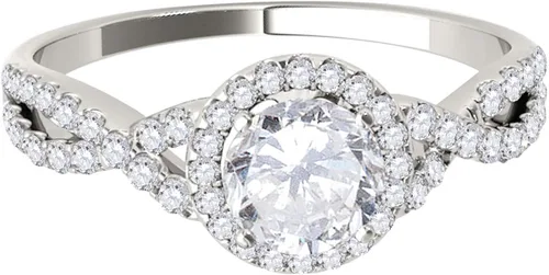 Vista 2 de MauliJewels Engagement Rings Women 0.50 Carat Halo Diamond Engagement Ring 4-prong14K Solid Gold