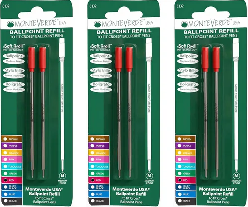 Vista 11 de Monteverde Recambios de bolígrafo suave USA para adaptarse a bolígrafos cruzados, punta media, tinta negra, paquete de 6 – Solución de escritura