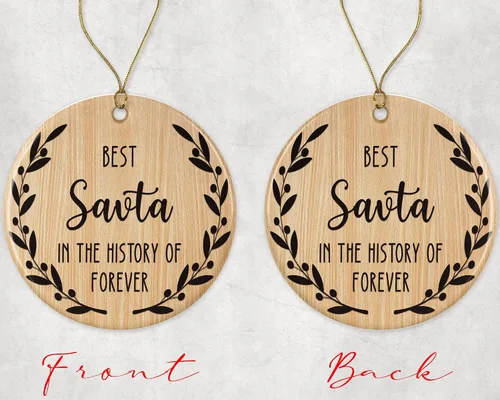Vista 2 de Adorno Best SAVTA – Adorno de Navidad Best SAVTA – El mejor adorno de Savta en la historia de siempre – Adorno familiar – Regalo para SAVTA – Adorno