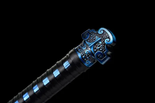 Vista 4 de Espada china de acero de alto carbono SJ SHI JIAN dinastía Tang Dao hoja recta con patrón de dragón funda