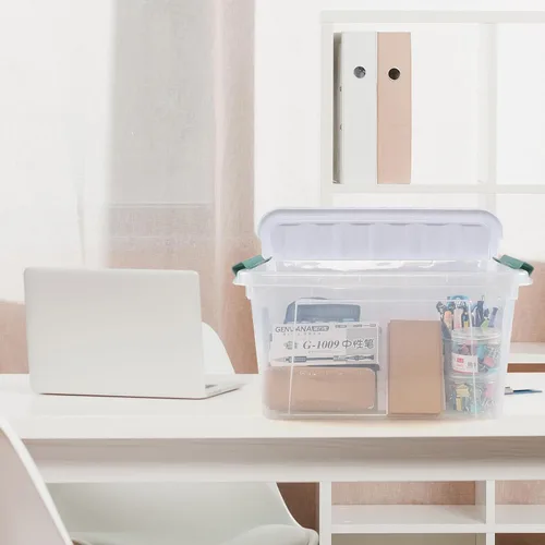 Vista 6 de Paquete de 6 cajas de almacenamiento de plástico de 20 L, caja de almacenamiento transparente con tapas