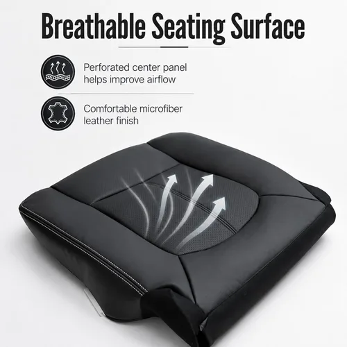 Vista 3 de FZJDSD Funda de asiento de repuesto de piel de microfibra perforada para el lado del conductor, color negro, compatible con Ford F250 F350 F450 F550