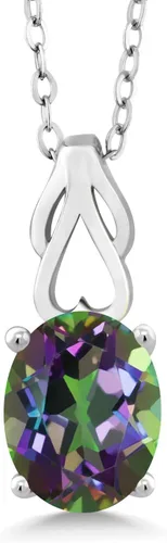 Vista 13 de Gem Stone King Collar de plata de ley 925 con piedra natal ovalada de 0.354 x 0.276 in Collar con colgante solitario para mujer Con cadena