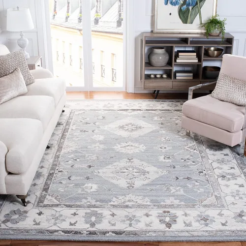 Vista 7 de SAFAVIEH Suzani Collection - Alfombra decorativa de 2 x 3 pies, gris y marfil, lana bohemia hecha a mano, ideal para zonas de alto tráfico
