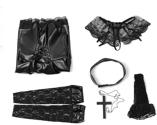 Vista 4 de LMJXHCR Misa Amane - Trajes de cosplay de Misa Amane con peluca de Misa Amane, disfraces de cosplay para mujer