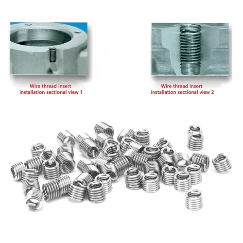 Vista 4 de Juego de 50 piezas de inserción de rosca de alambre, acero inoxidable 304 NPT UNC 1/4 pulgadas‑20 x 1-3D Tornillos Surtido de Manguitos de Tipo