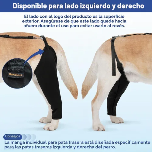 Vista 4 de BARKLESS Manga de pierna trasera para un solo perro para dejar de lamer, traje de recuperación transpirable para perro macho hembra para poscirugía