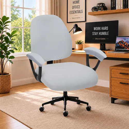 Vista 67 de Fundas elásticas resistentes al agua para sillas de computadora - Protectores lavables para respaldo giratorio y asiento para mascotas - Negro