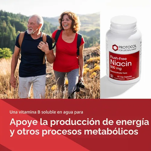 Vista 3 de PROTOCOL FOR LIFE BALANCE Niacina 500 mg, sin enrojecimiento, vitamina B3