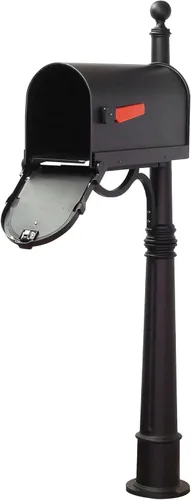 Vista 4 de Buzón Savannah con poste Ashland - Buzón negro con poste de aluminio - SCS-1014_SPK-600-BLK