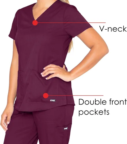 Vista 5 de Uniforme quirúrgico con cuello en V dos bolsillos para mujer Greys Anatomy