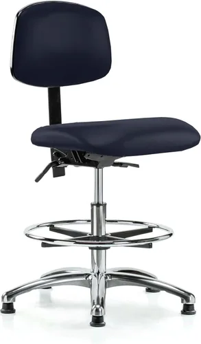Vista 28 de Perch - Silla de laboratorio con ruedas cromadas con soporte de respaldo ajustable, altura del escritorio de 17 a 22 pulgadas, tela negra