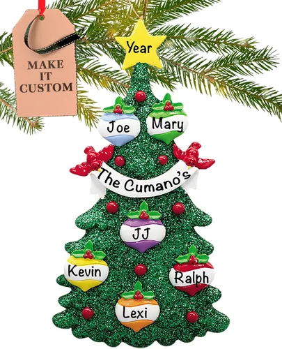 Vista 13 de Adorno Personalizado Grande para Familia de 10 Piezas 2025 Personalización Gratuita en 24h Adornos de Navidad para Árbol Recuerdo