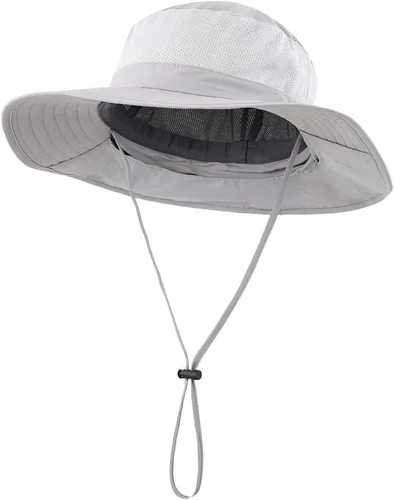 Vista 2 de Home Prefer Sombrero de malla para exteriores UPF50+ Sombrero de pesca de ala ancha con solapa para el cuello