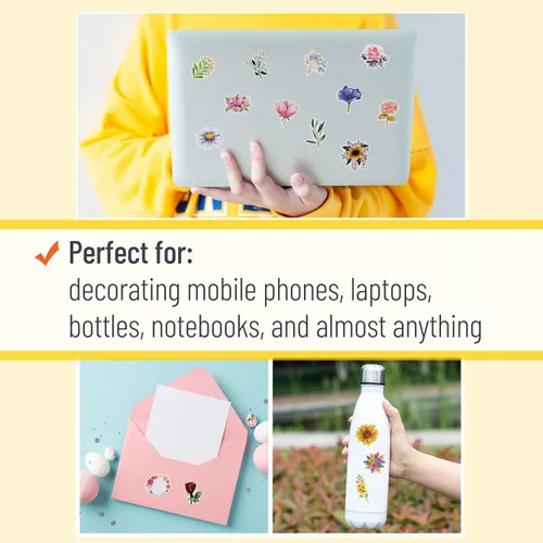 Vista 7 de Mr. Pen - Pequeñas pegatinas florales para portátil, 74 piezas, calcomanías para botellas de agua